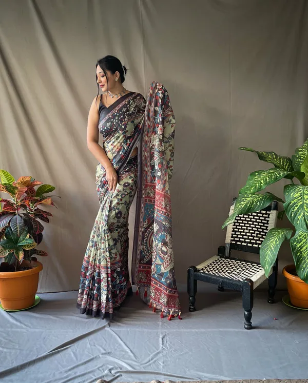 Light_Olive_Green_Soft_Cotton_Kalamkari_Print_Saree_With_Blouse_Piece_Attached